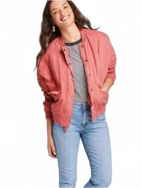 Universal Thread Quilted Coat Pink Coral Snap Zip Oversized Jacket